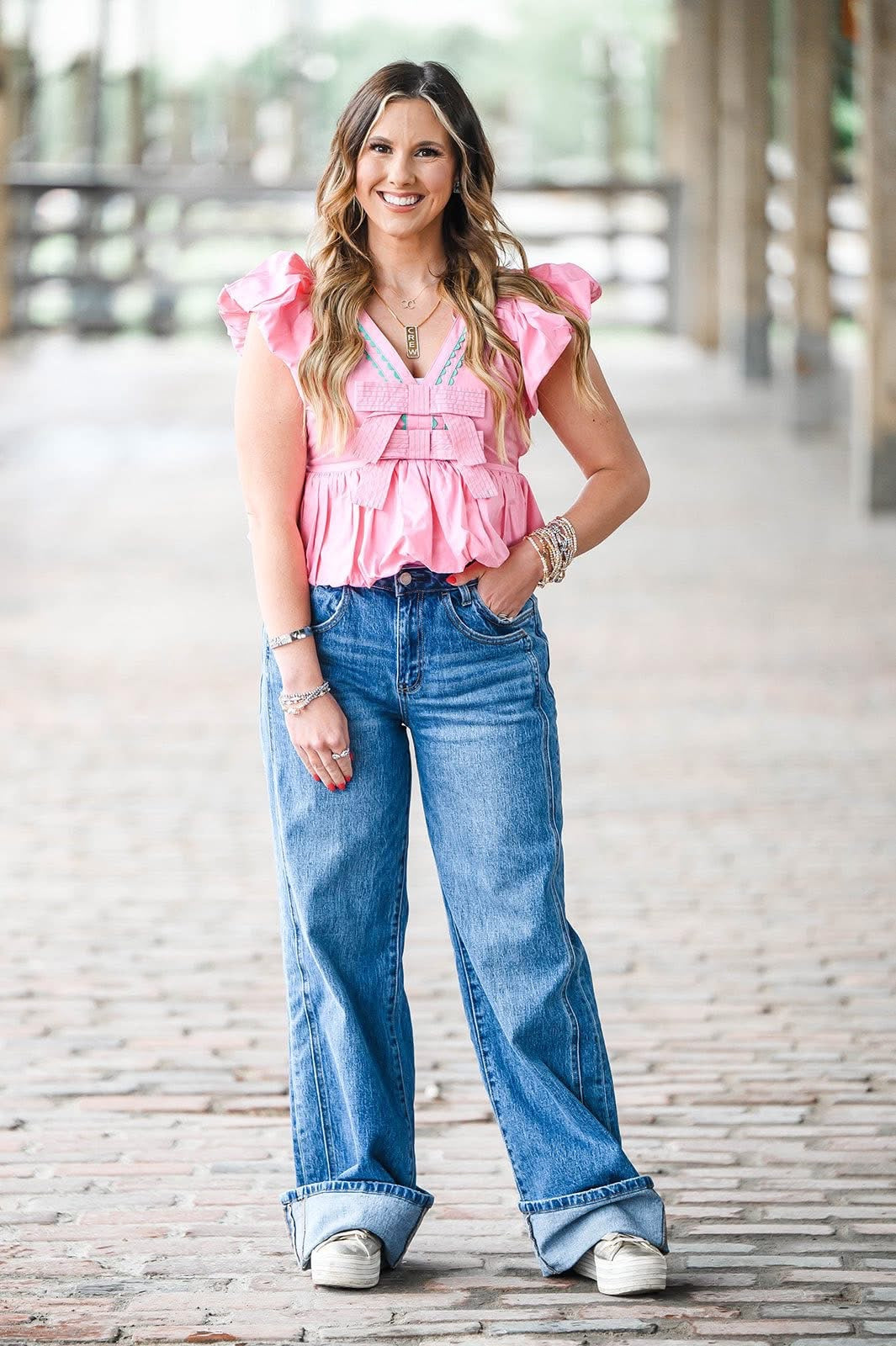 Heather Welper Collection- Vervet High Rise Cuffed Panel Baggy Wide Leg Jeans