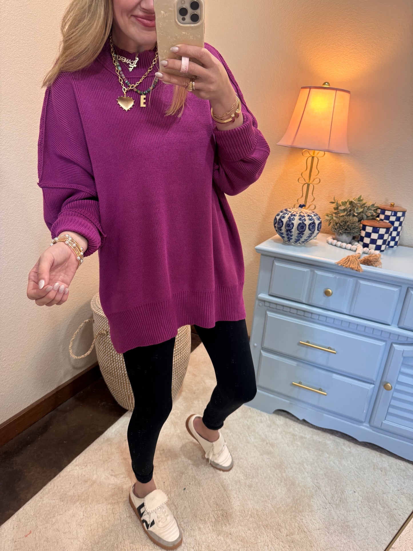 Lt. Plum Mock Neck Sweater