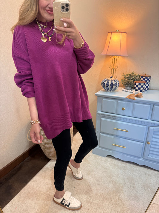 Lt. Plum Mock Neck Sweater