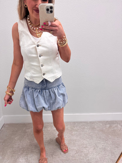 Light Denim Bubble Skirt