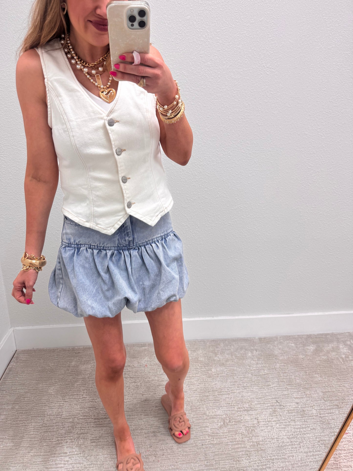 Light Denim Bubble Skirt
