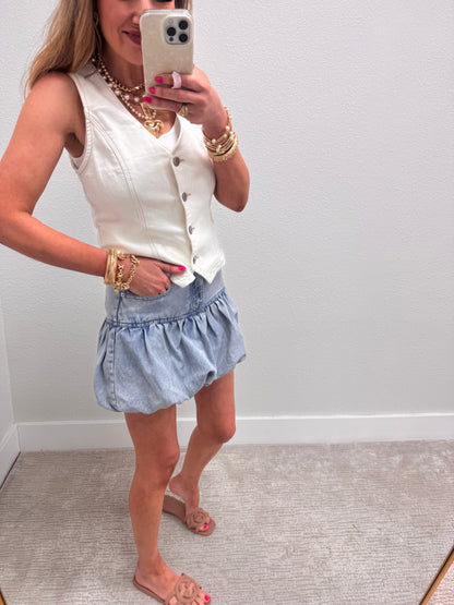 Light Denim Bubble Skirt