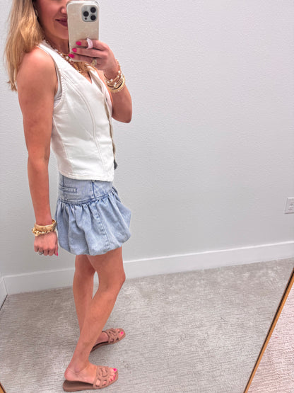 Light Denim Bubble Skirt