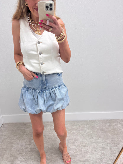 Light Denim Bubble Skirt