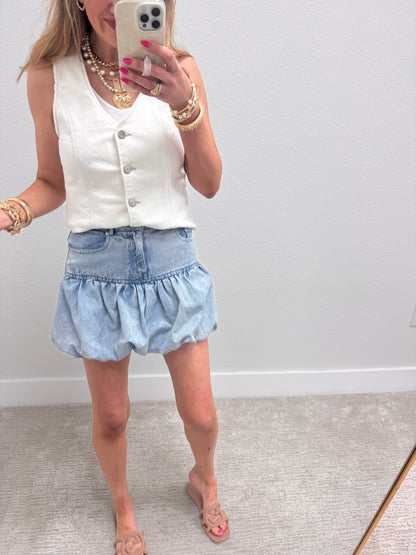 Light Denim Bubble Skirt