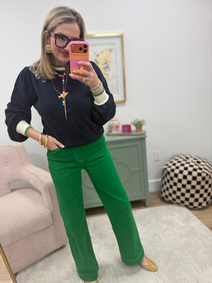 Mica Green Wide Leg Trouser Jeans