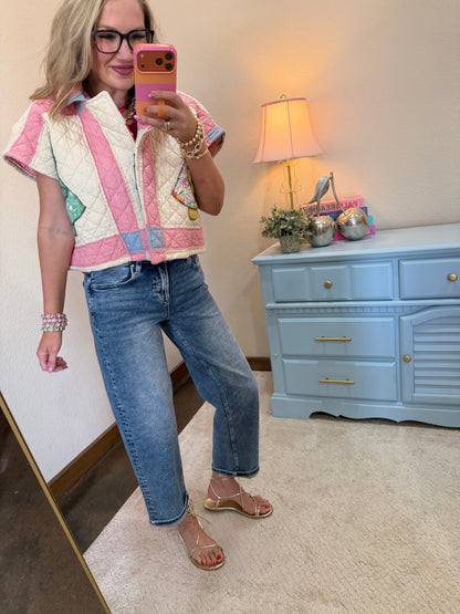 Risen High Rise Crop Boyfriend Cuffed Jean