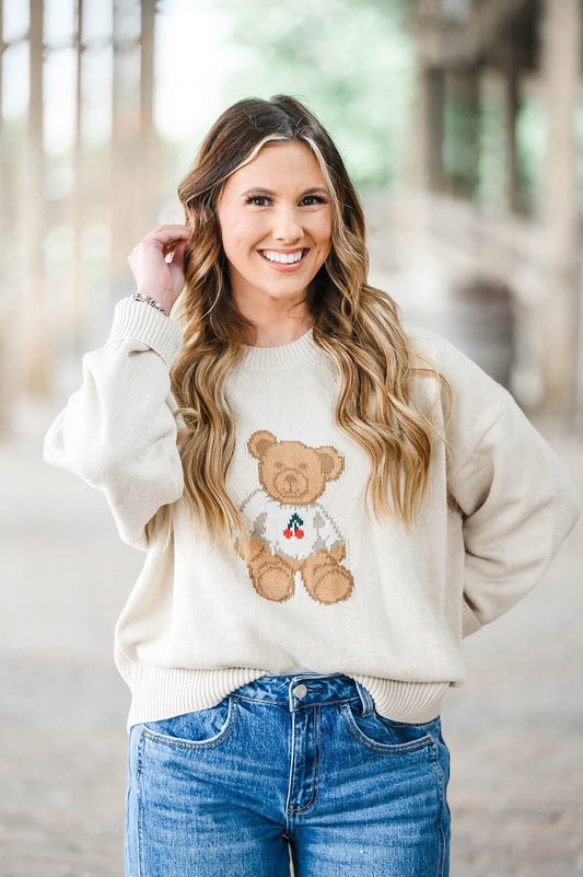 Heather Welper Collection- Cream Teddy Bear Sweater