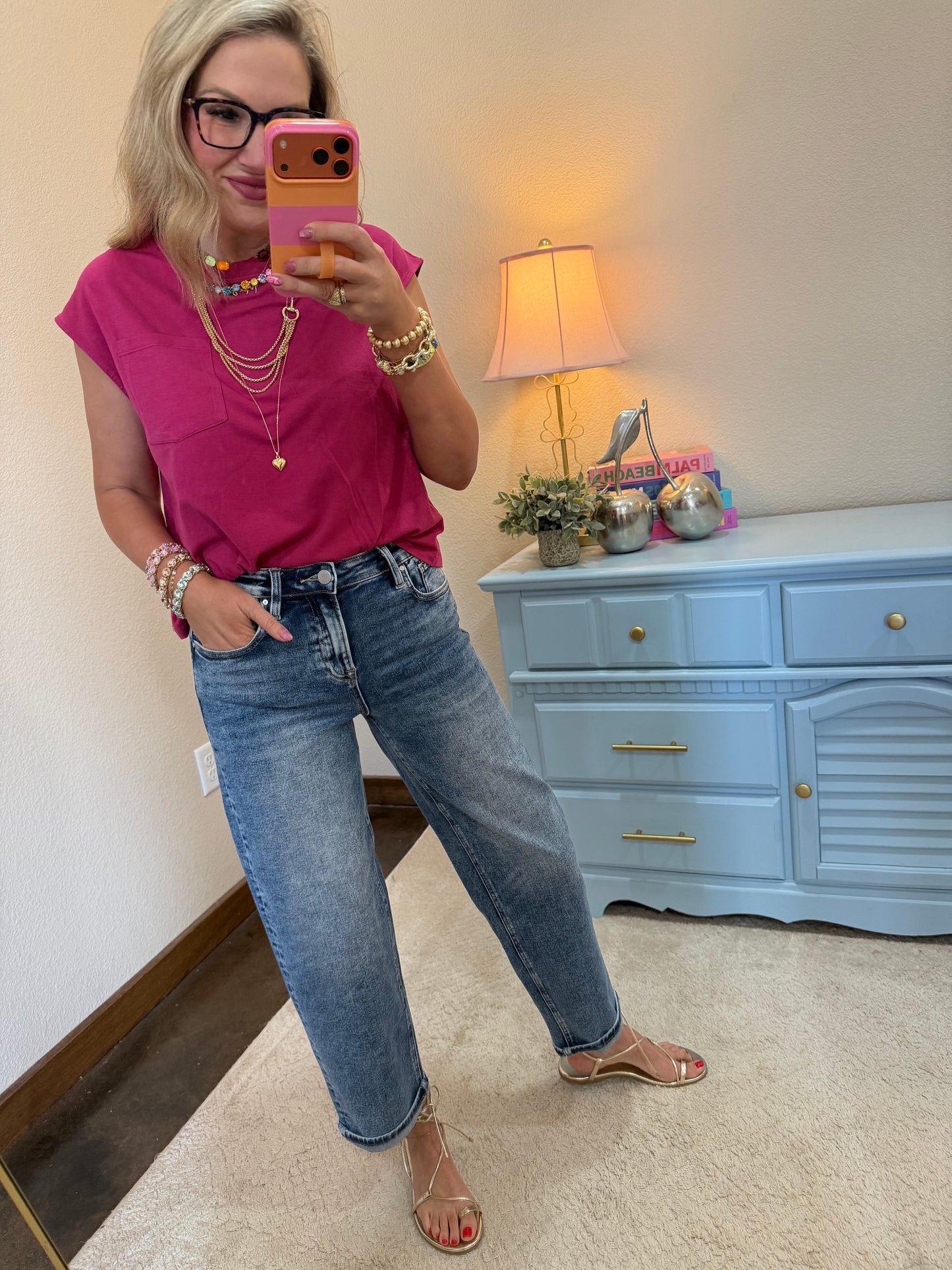 Risen High Rise Crop Boyfriend Cuffed Jean