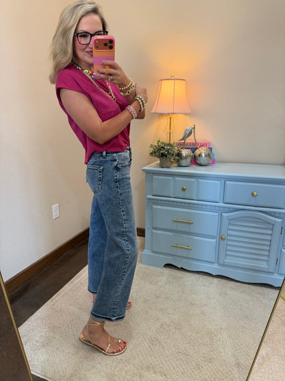 Risen High Rise Crop Boyfriend Cuffed Jean