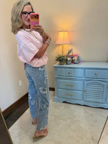 Vervet Floral Print High Rise Vintage Flare Jeans