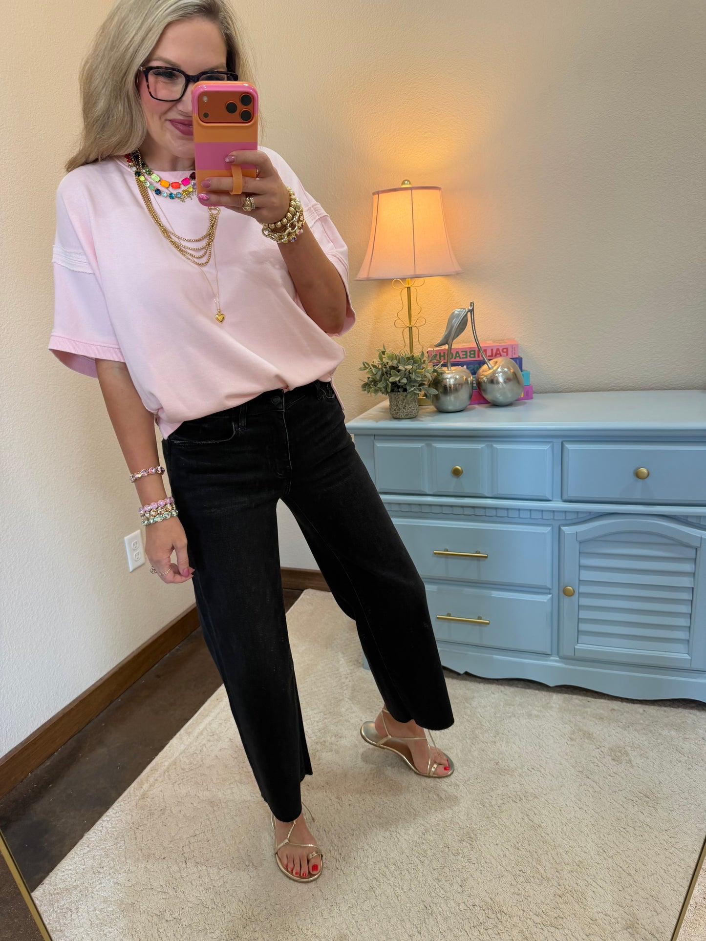 Vervet Black High Rise Clean Cut Raw Hem Crop Slim Wide Jeans