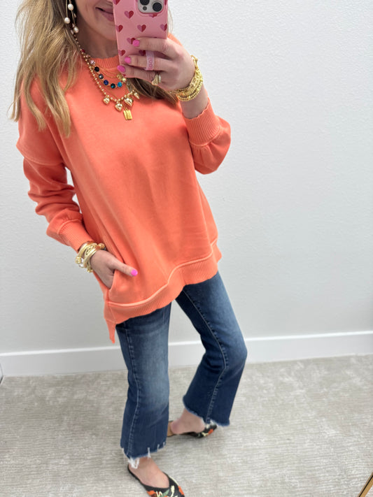 Coral Pocket Pullover