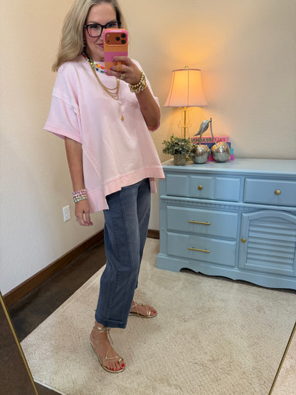 Blackberry Barrel- Leg Cropped Color Denim Pants
