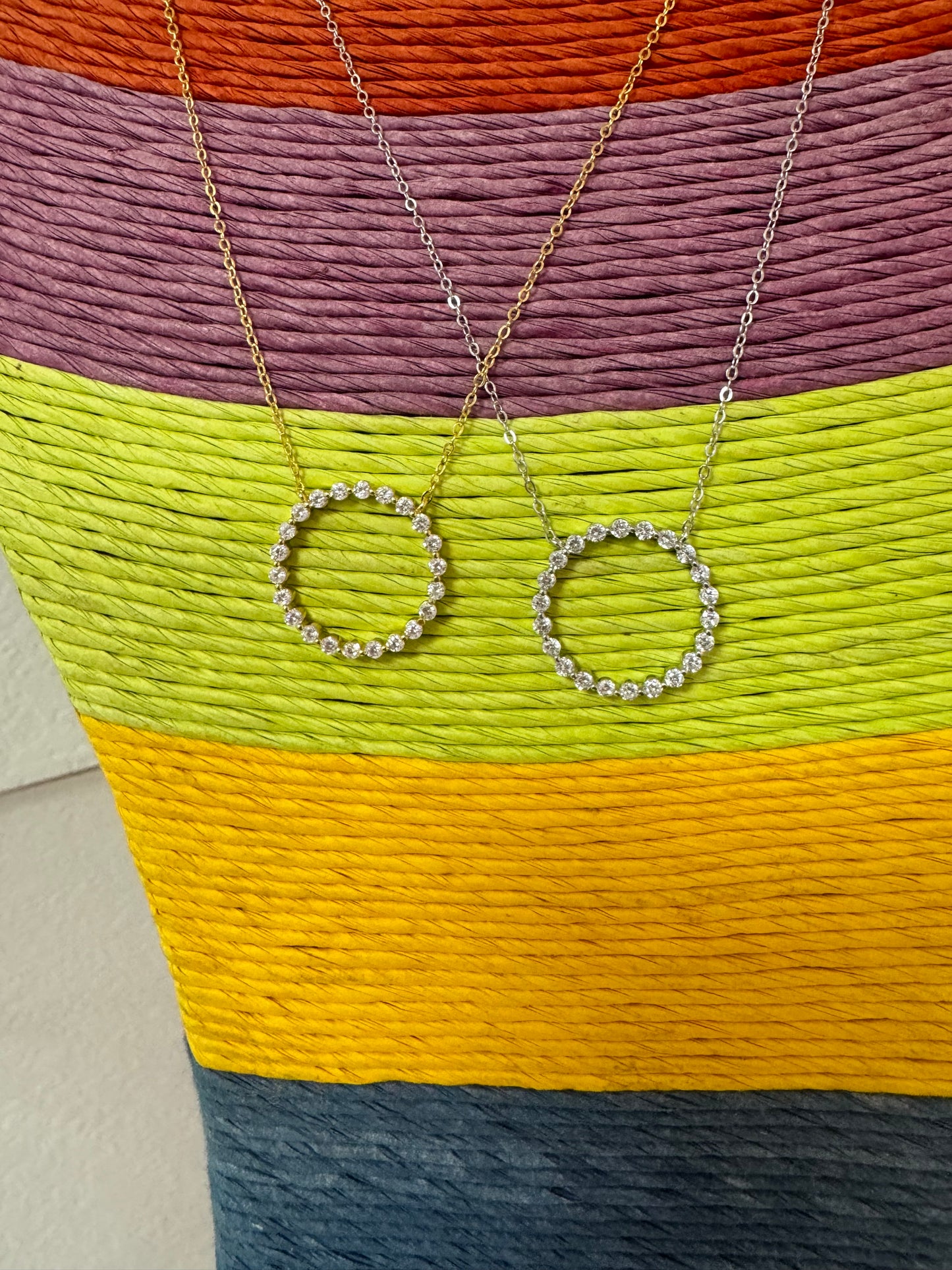Circle Diamond Necklace (Gold and Silver) FS