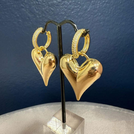 Removable Heart Charm Drop Down Earring