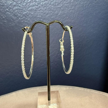 Medium Solid Crystal Diamond Hoop (Silver and gold)