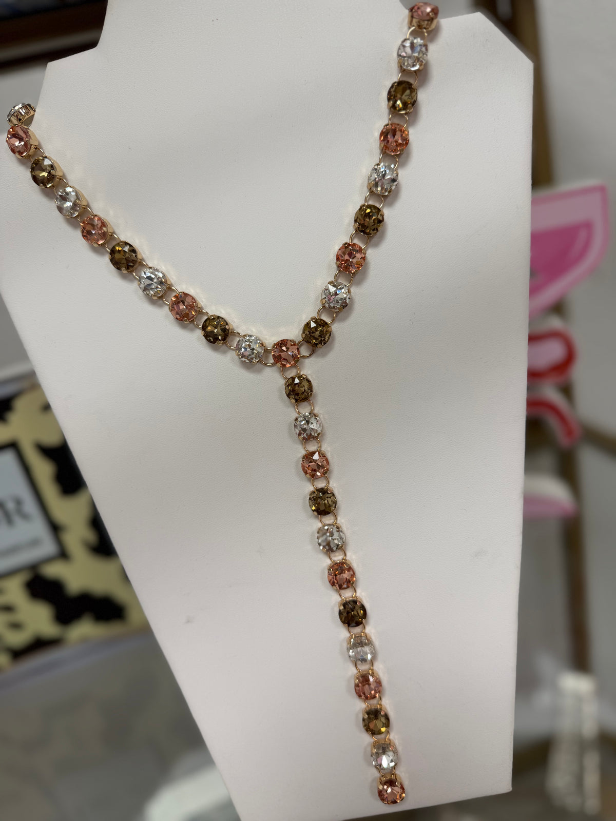 Crystal Y Drop 20” Necklace (4 colors)