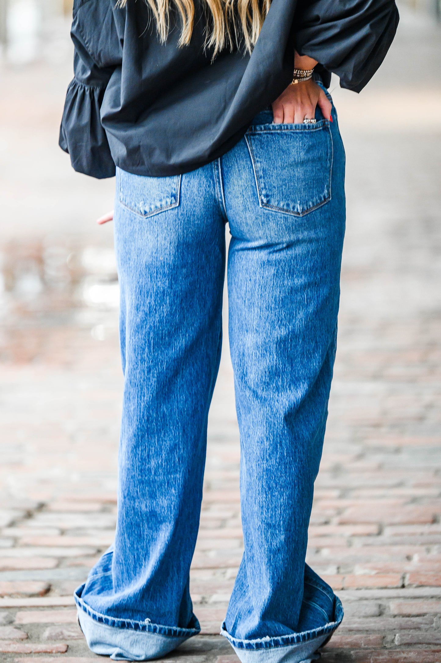Heather Welper Collection- Vervet High Rise Cuffed Panel Baggy Wide Leg Jeans