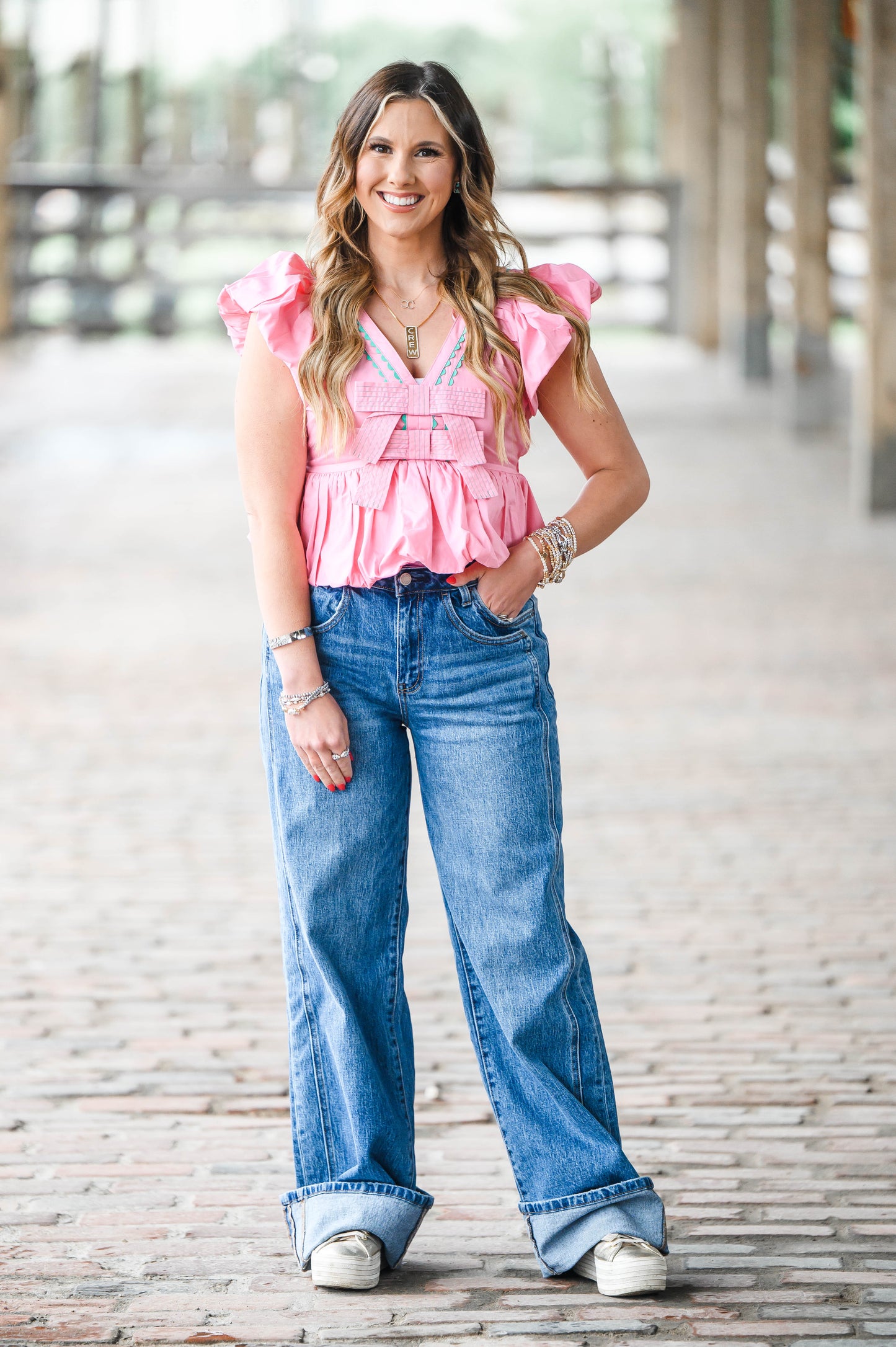 Heather Welper Collection- Vervet High Rise Cuffed Panel Baggy Wide Leg Jeans