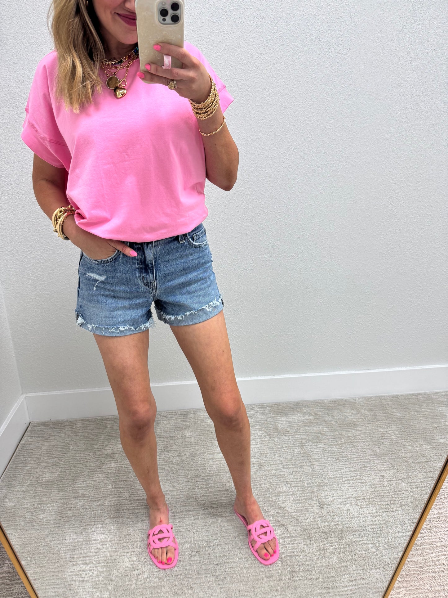 Vervet High Rise Medium Washed Cuffed Denim Shorts FS