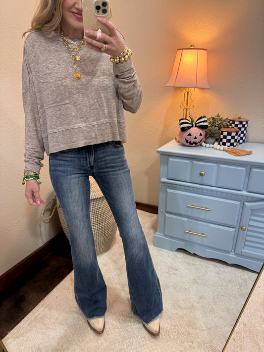 Tan Mineral Washed Pocket Long Sleeve