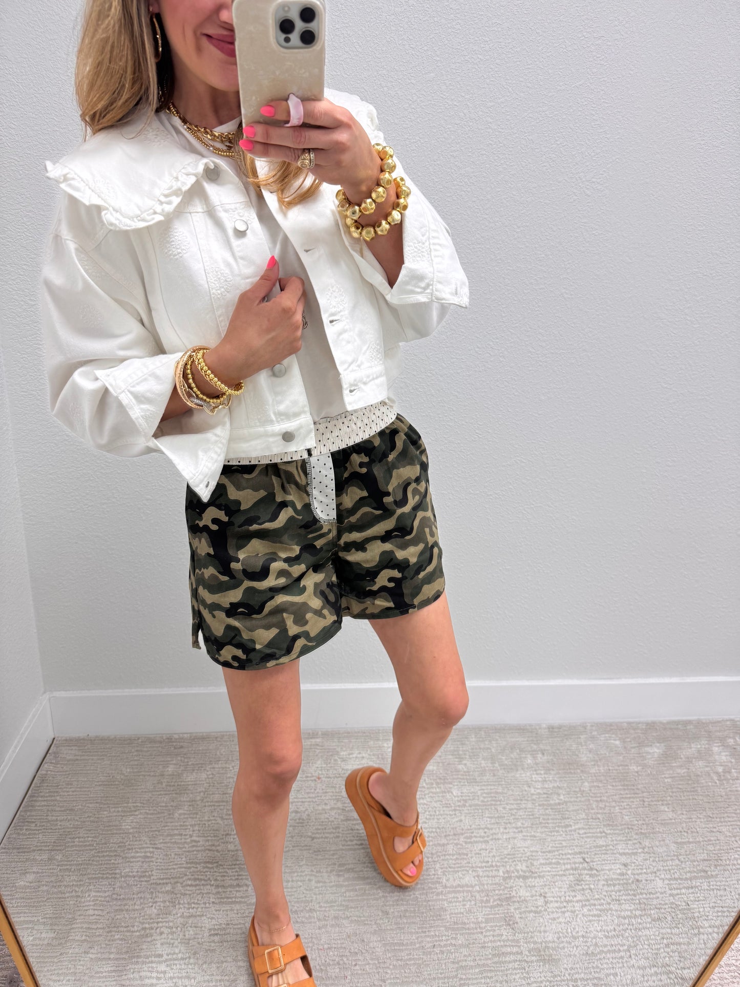 White Denim Collard Design Jacket
