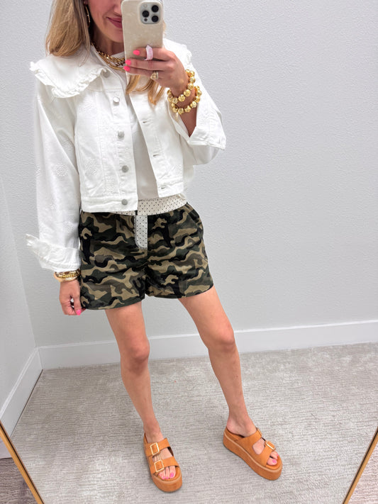 White Denim Collard Design Jacket