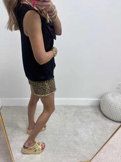 Black Metallic Bow Front Top