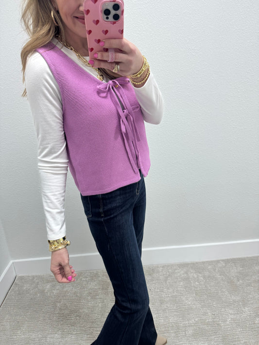 Mauve Tie Front Top