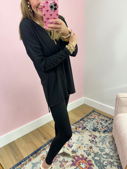 Black Microfiber Legging Set FS