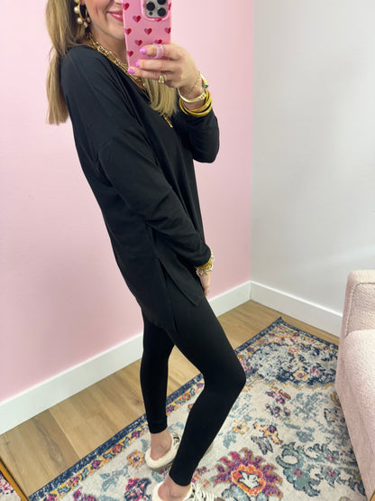 Black Microfiber Legging Set FS