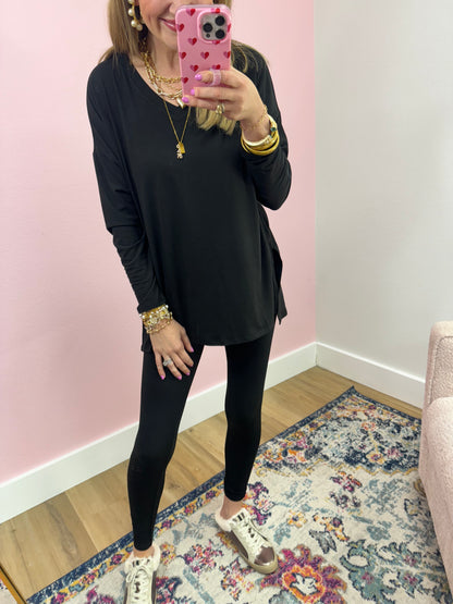 Black Microfiber Legging Set FS