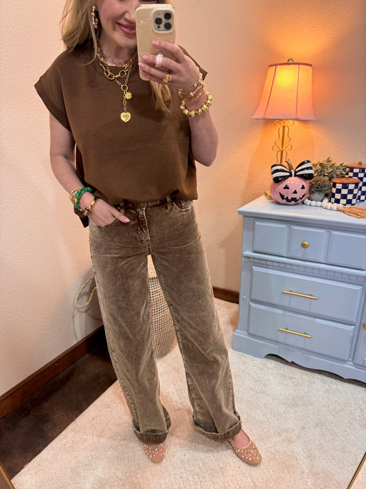 Brown Scuba Cap Sleeve