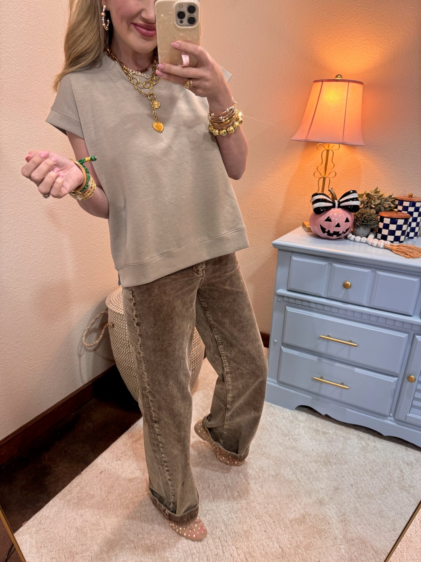 Risen High Rise Mocha Wide Leg Corduroy Pants