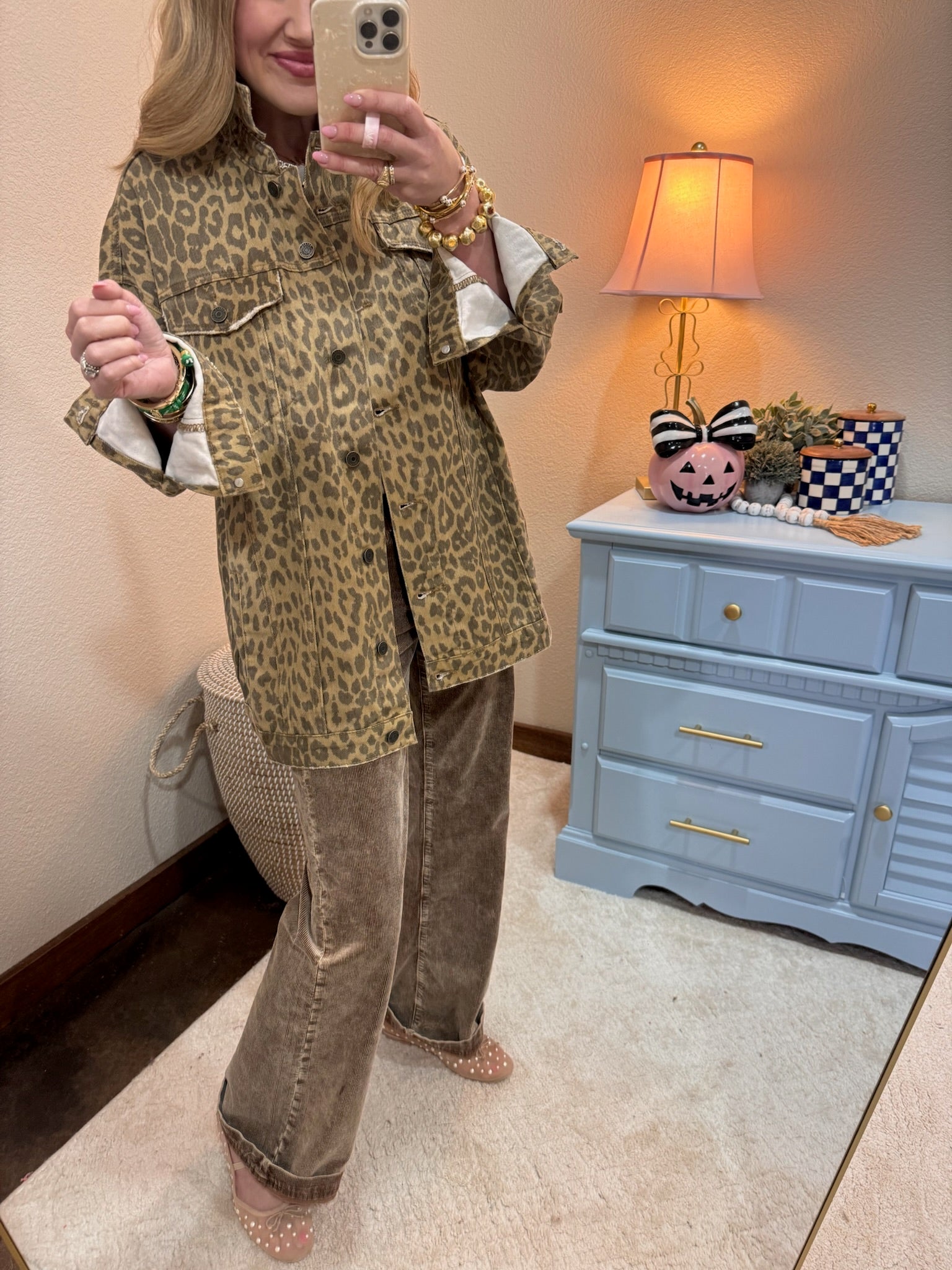Oversized Leopard Denim Jacket