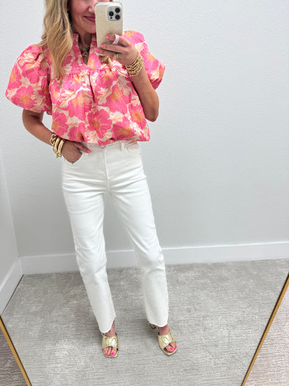 White Risen Tummy Control Side Slit JeansFS