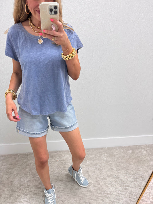 Blue Washed Open Back Top