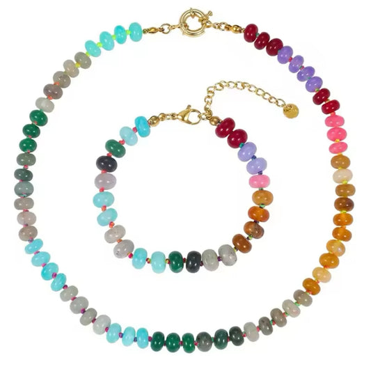 Colored Bead Necklace and Bracelet Combo (2 colors)