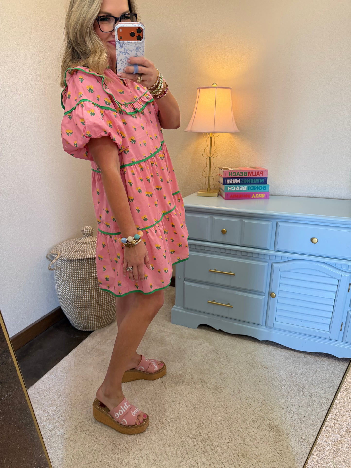 Pink & Green Mix Ruffle Dress