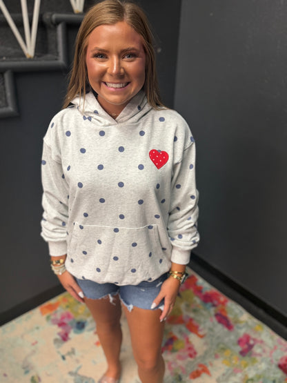"I Love America" Gray & Navy Polka Dot Hoodie