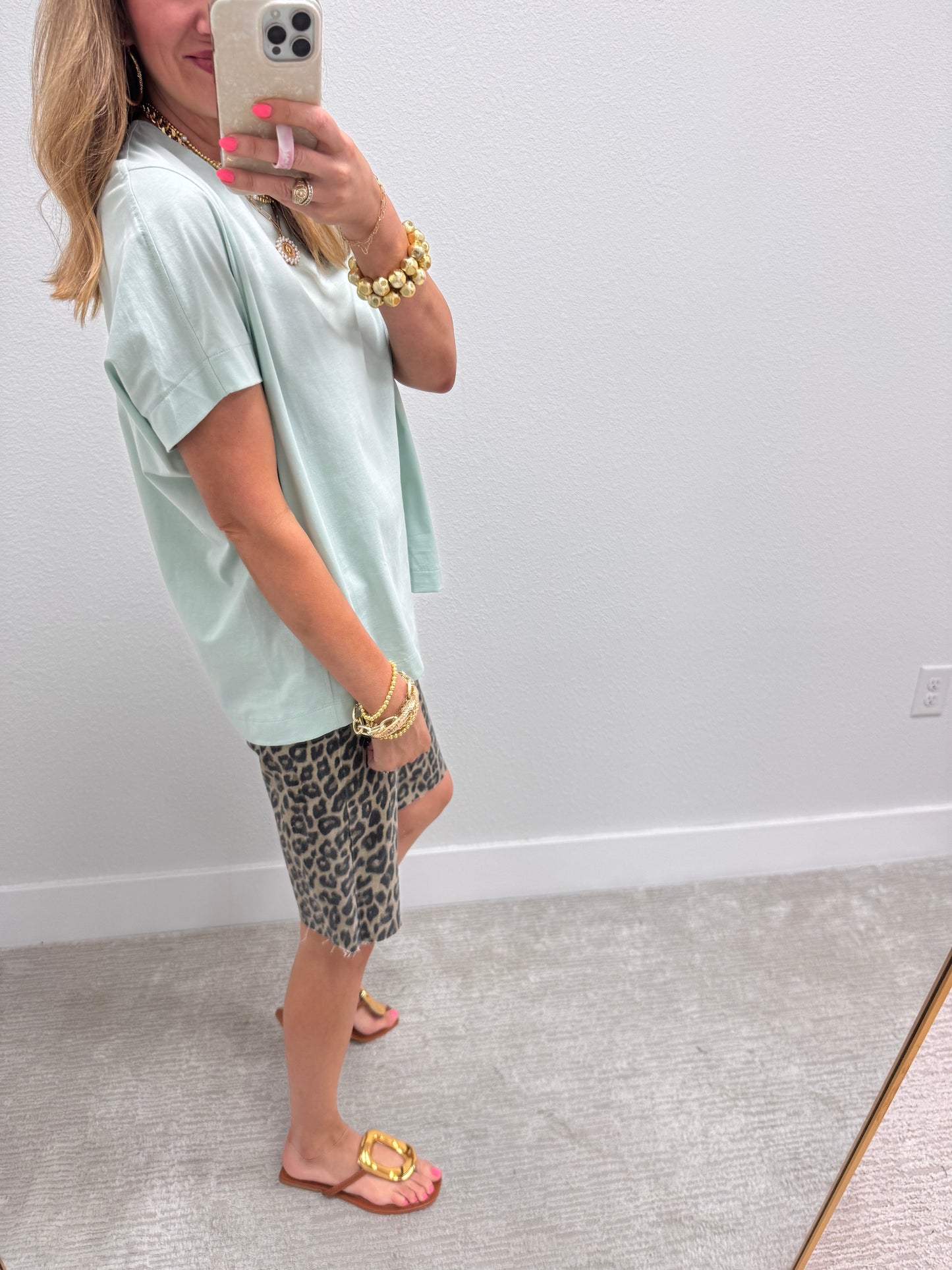 Mint Open Arm Round Neck Tee