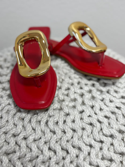 Red Metal Pendant Sandal