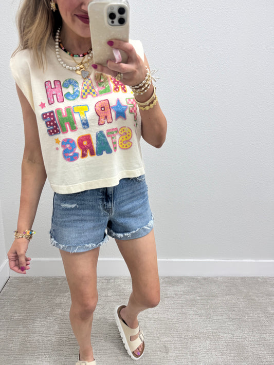 Vervet High Rise Medium Washed Cuffed Denim Shorts FS