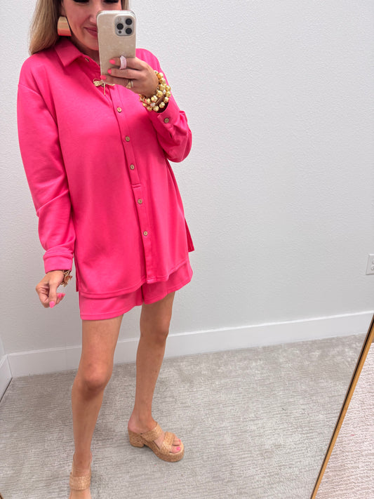 Scuba Coral Button Down Shirt Romper