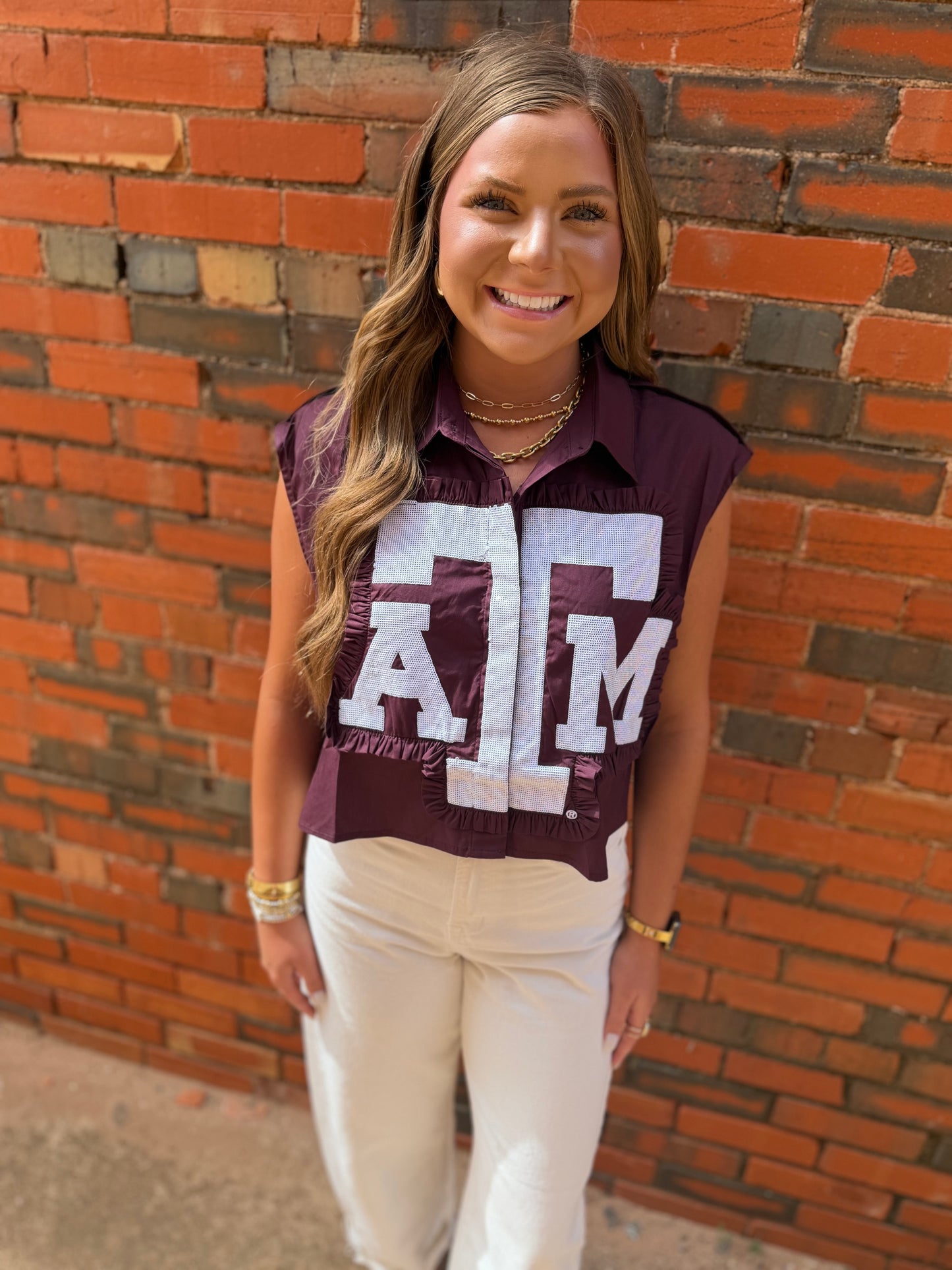 Queen of Sparkles Licensed Texas A&M Ruffle Mascot Patch Tank
