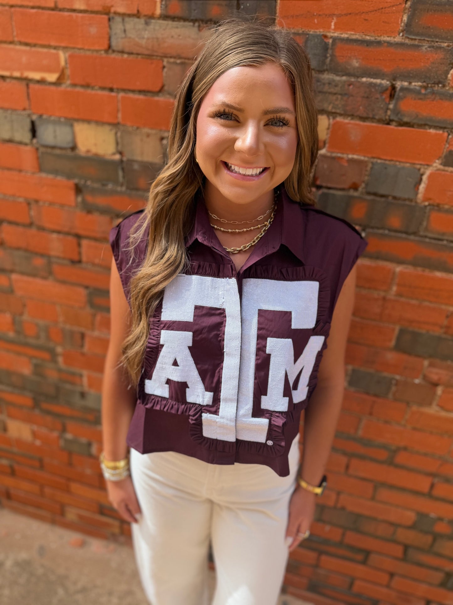 Queen of Sparkles Licensed Texas A&M Ruffle Mascot Patch Tank