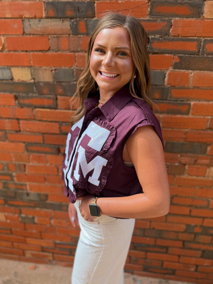 Queen of Sparkles Licensed Texas A&M Ruffle Mascot Patch Tank