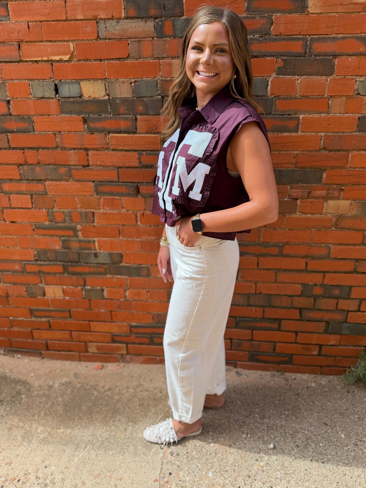 Queen of Sparkles Licensed Texas A&M Ruffle Mascot Patch Tank