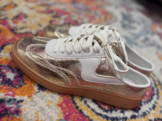 Gold Metallic Slide On
